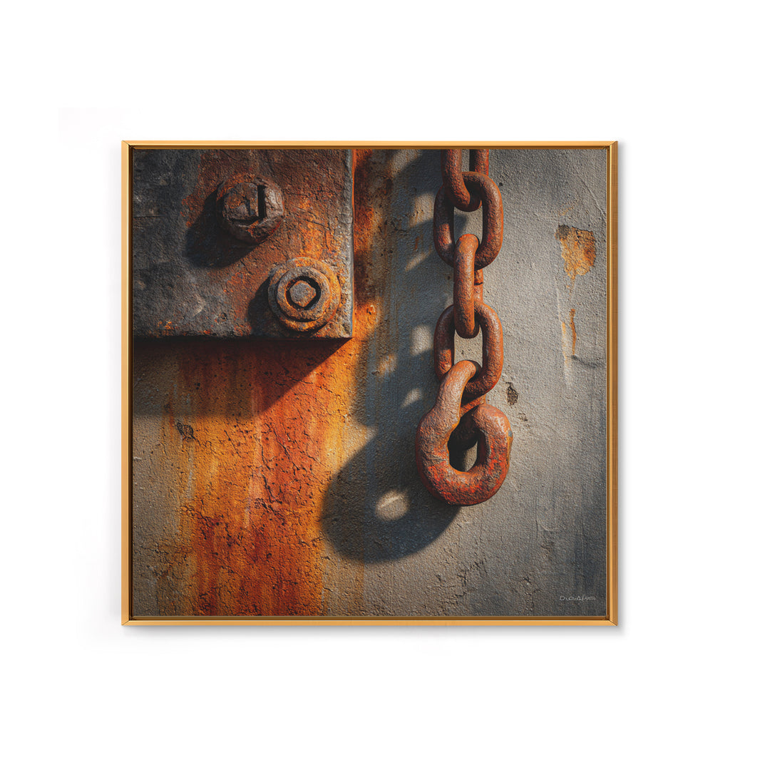 Chain and Hook Still Life Framed Canvas Print, Industrial Art, Room Decor, Living Room Decor, Fine Art, Foundry, Printables, IND-1x1-40