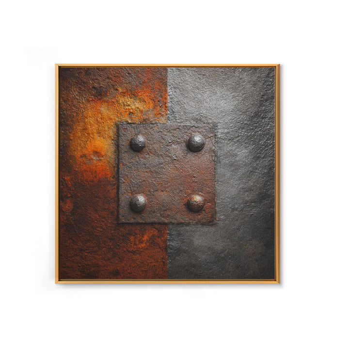 Riveted Metal Panel Texture Study Framed Canvas Print, Industrial Art, Gallery Decor, Living Room Decor, Fine Art, Foundry, IND-1x1-46