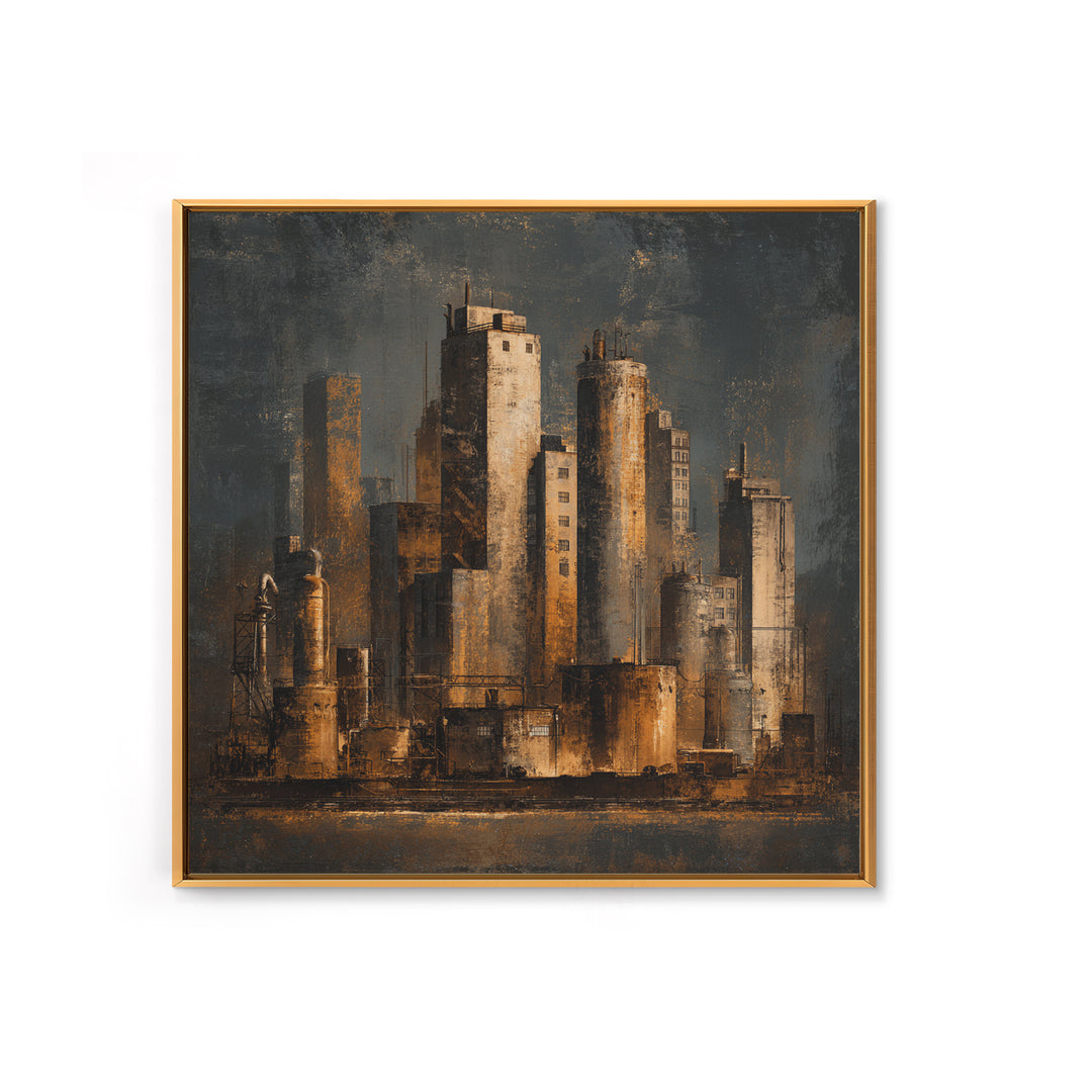 Industrial City Skyline Canvas Print, Industrial Art, Modern Art, Living Room Decor, Abstract Art, Foundry, Modern Decor, IND-1x1-60