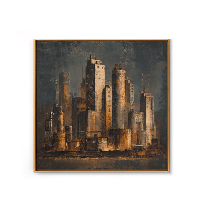 Industrial City Skyline Canvas Print, Industrial Art, Modern Art, Living Room Decor, Abstract Art, Foundry, Modern Decor, IND-1x1-60