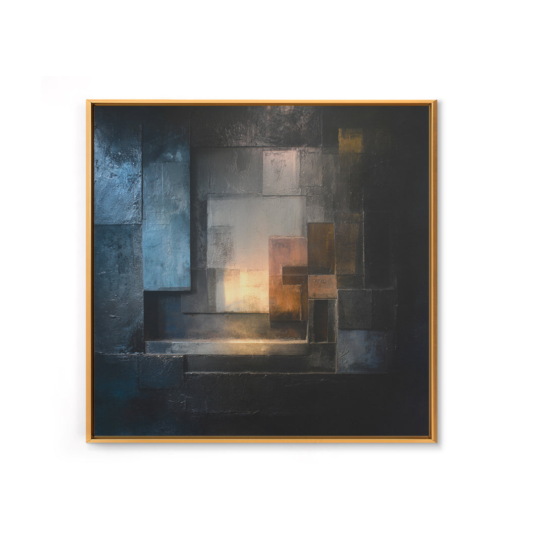 Abstract Smoke and Steel Shapes Framed Canvas Print, Industrial Art, Contemporary Art, Living Room Decor, Fine Art, Foundry, IND-1x1-72
