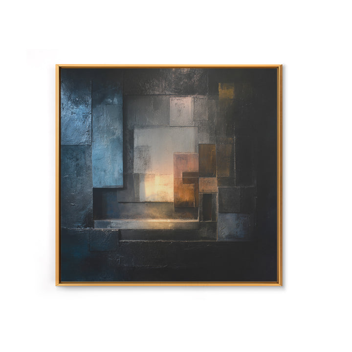 Abstract Smoke and Steel Shapes Framed Canvas Print, Industrial Art, Contemporary Art, Living Room Decor, Fine Art, Foundry, IND-1x1-72