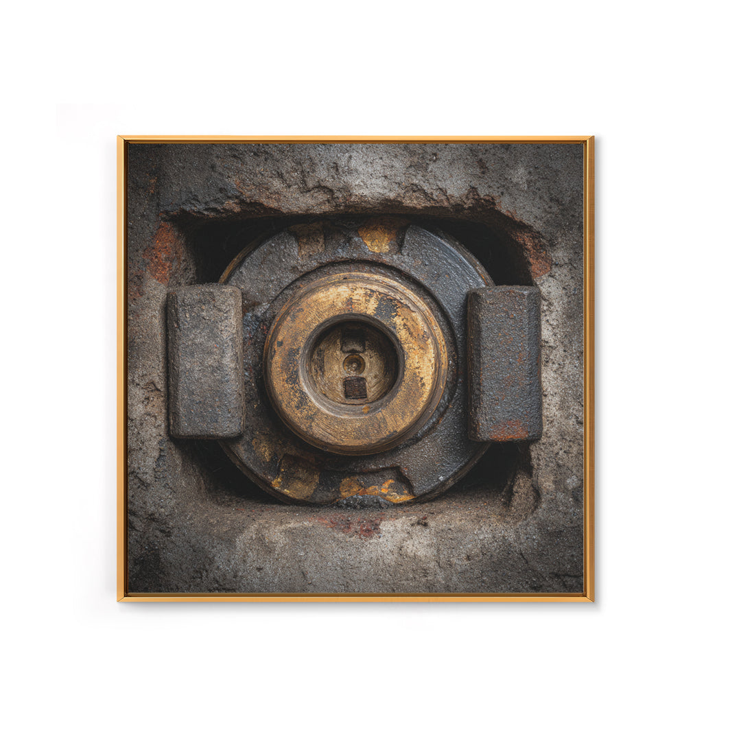 Steam Locomotive Wheel Closeup Framed Canvas Print, Industrial Art, Room Decor, Living Room Decor, Fine Art, Foundry, IND-1x1-78