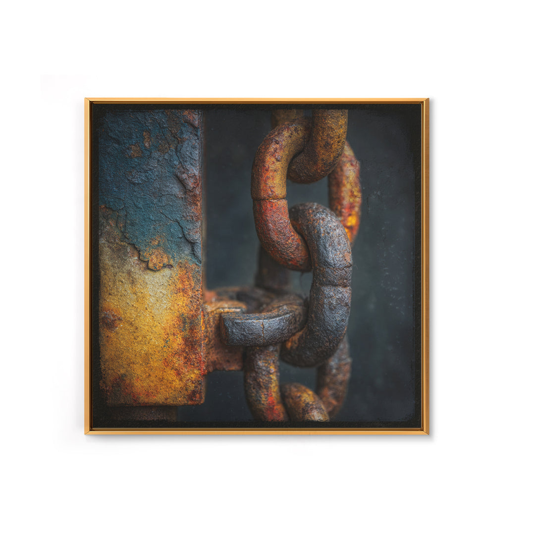 Chain and Hook Still Life Framed Canvas Print, Industrial Art, Wall Art, Living Room Decor, Fine Art, Foundry, Original Art, IND-1x1-88