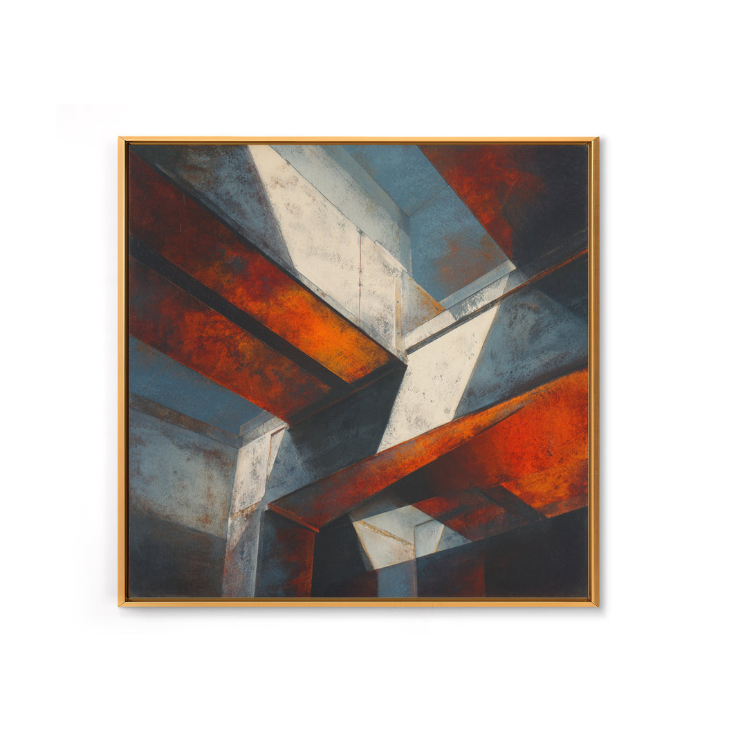 Steel Beams Crossing Like Abstract Lines Canvas Print, Industrial Art, Digital Prints, Living Room Decor, Abstract Art, Foundry, IND-1x1-89