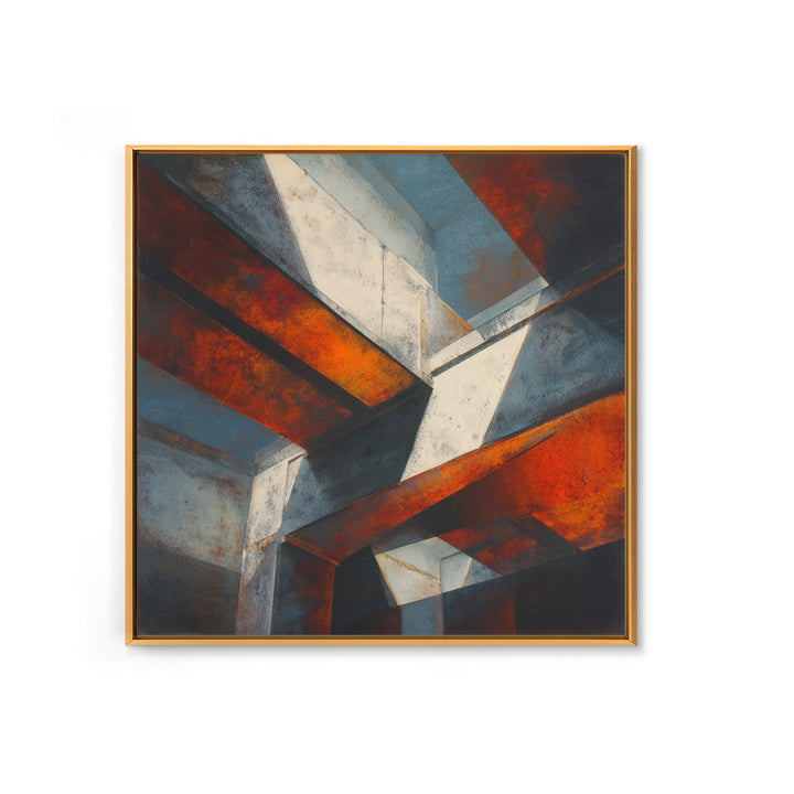 Steel Beams Crossing Like Abstract Lines Canvas Print, Industrial Art, Digital Prints, Living Room Decor, Abstract Art, Foundry, IND-1x1-89