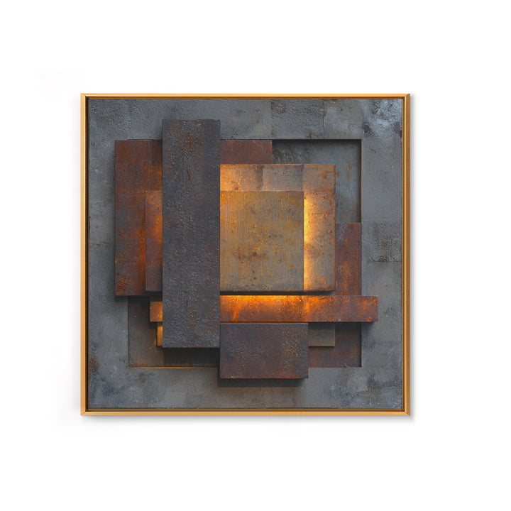 Abstract Smoke and Steel Shapes Framed Canvas Print, Industrial Art, Art Print, Living Room Decor, Abstract Art, Foundry, IND-1x1-96