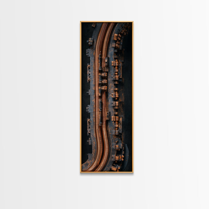Copper Wire Coil and Tools Composition Canvas Print, Industrial Art, Abstract Art, Living Room Decor, Fine Art, Foundry, IND-1x3-32
