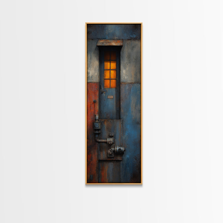 Old Factory Window Framed Canvas Print, Industrial Art, Minimalist Decor, Living Room Decor, Fine Art, Foundry, Wall Hanging, IND-1x3-62