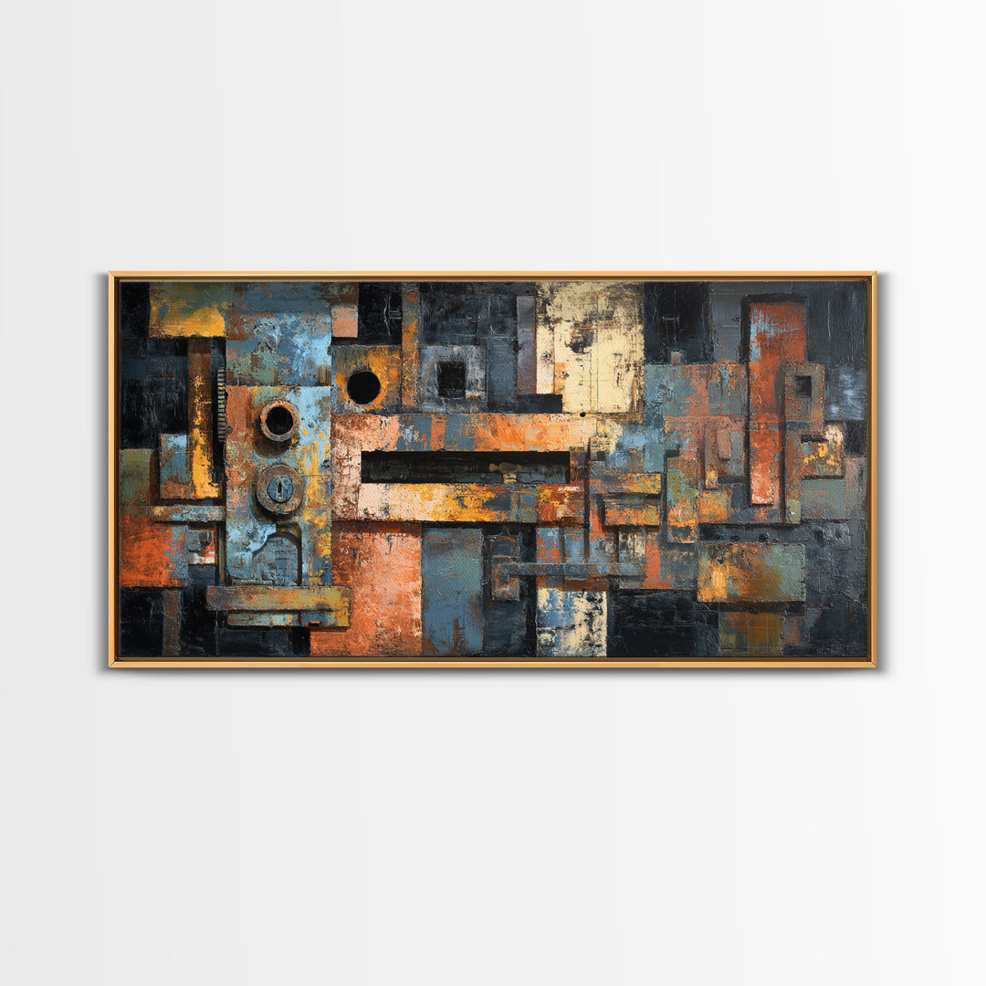 Exposed Brick Texture Abstract Canvas Print, Industrial Art, Decor, Living Room Decor, Abstract Art, Foundry, IND-2x1-48