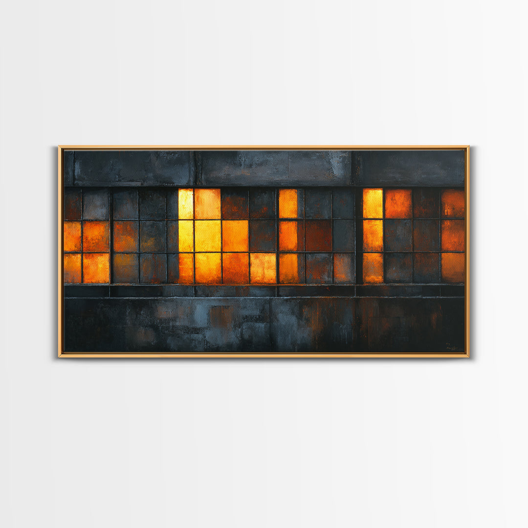 Old Factory Window Canvas Print, Industrial Art, Original Art, Living Room Decor, Fine Art, Foundry, Steampunk Decor, IND-2x1-94