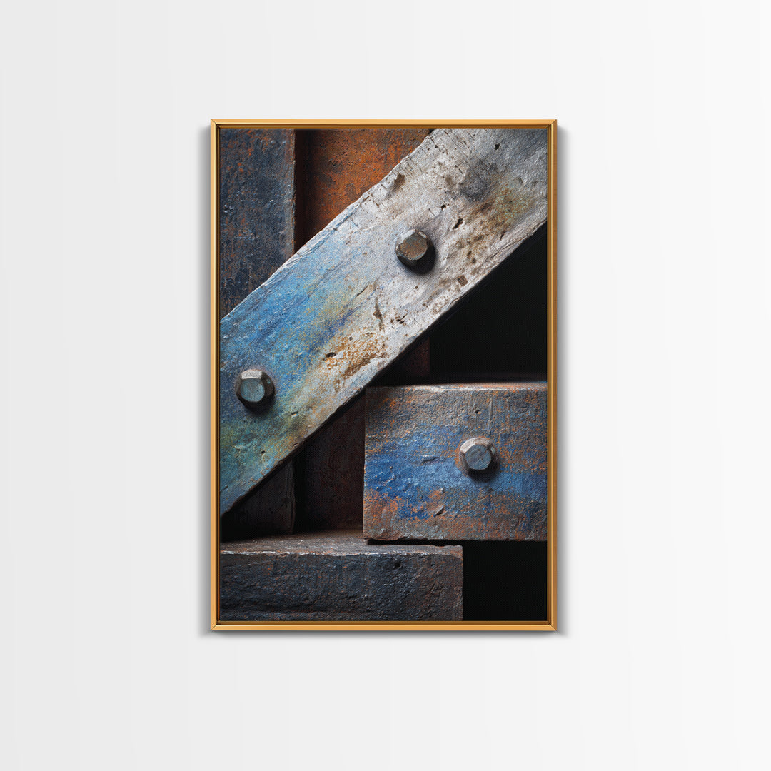 Steel Beams Crossing Like Abstract Lines Framed Canvas Print, Industrial Art, Printable Art, Living Room Decor, Foundry, IND-2x3-1