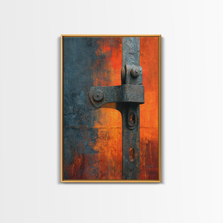Riveted Metal Panel Texture Study Framed Canvas Print, Industrial Art, Wall Decor, Living Room Decor, Fine Art, Foundry, IND-2x3-30