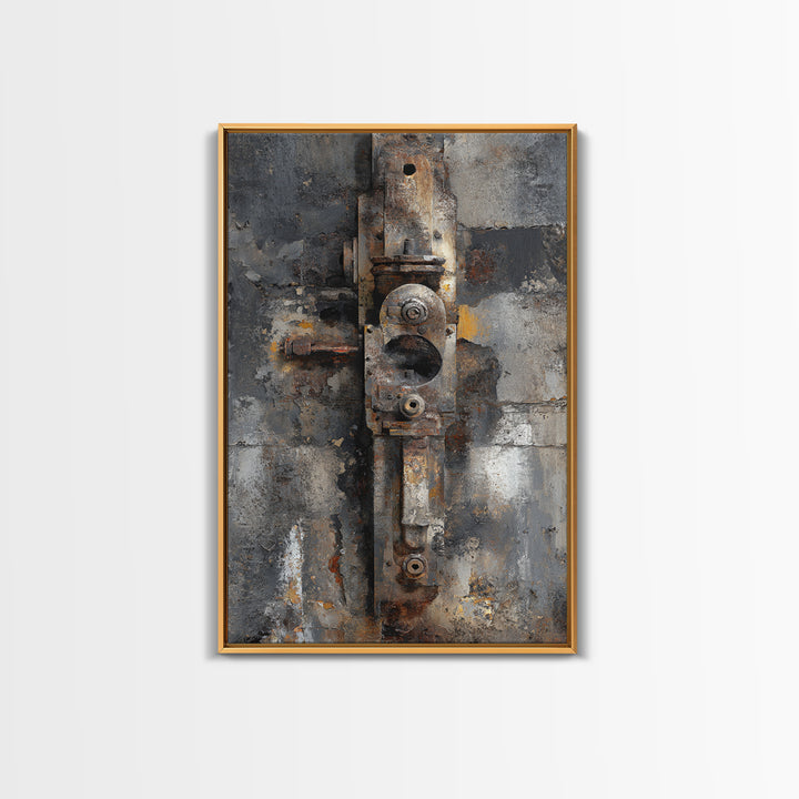 Abstract Smoke and Steel Shapes Framed Canvas Print, Industrial Art, Art Prints, Living Room Decor, Fine Art, Foundry, IND-2x3-56