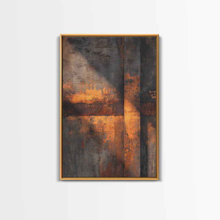 Exposed Brick Texture Abstract Framed Canvas Print, Industrial Art, Abstract Painting, Living Room Decor, Abstract Art, Foundry, IND-2x3-60