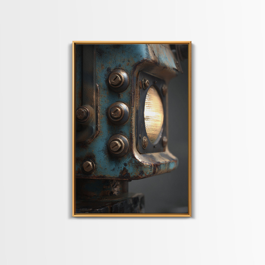 Industrial Lamp with Warm Glow Canvas Print, Industrial Art, Steampunk Decor, Living Room Decor, Foundry, Luxury Decor, IND-2x3-79