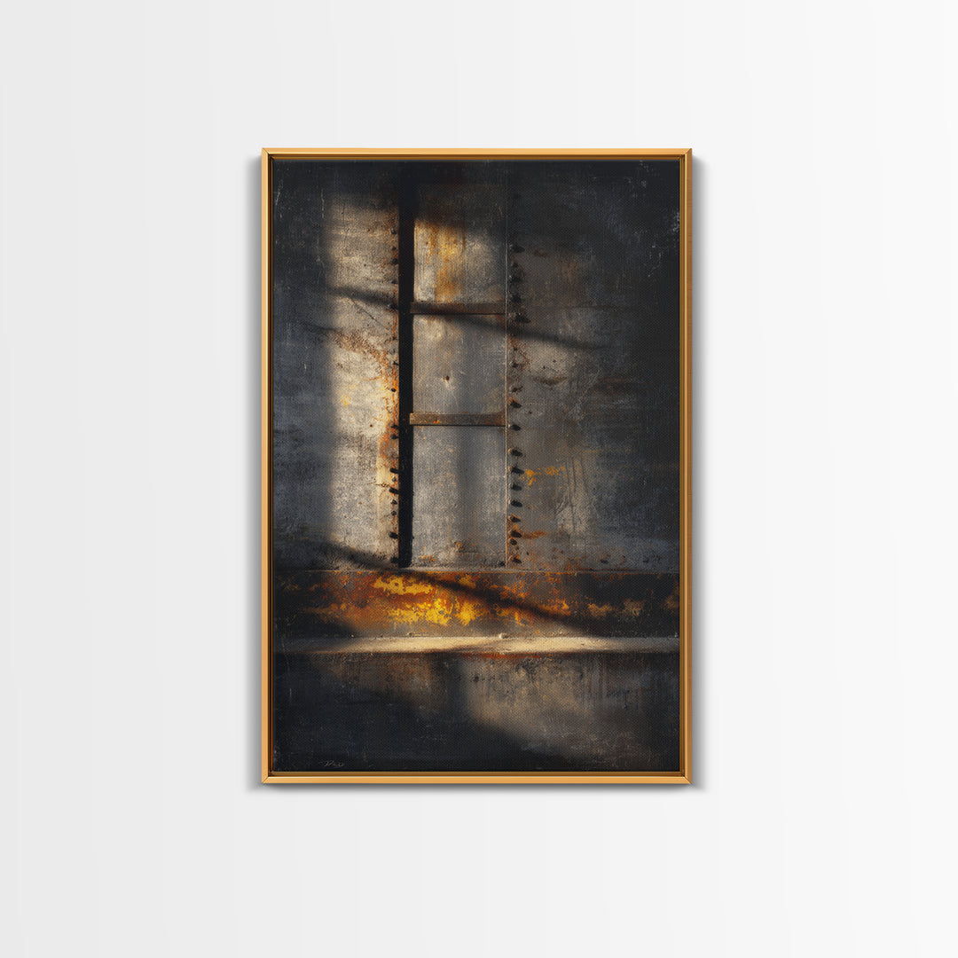 Old Factory Window Canvas Print, Industrial Art, Abstract Wall Art, Living Room Decor, Fine Art, Foundry, Black and White Art, IND-2x3-82