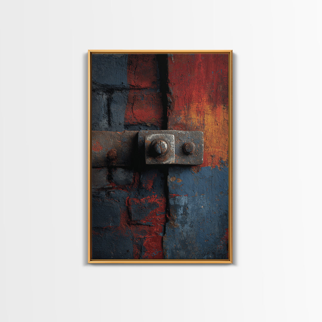 Exposed Brick Texture Abstract Framed Canvas Print, Industrial Art, Wall Art, Living Room Decor, Abstract Art, Foundry, IND-2x3-84