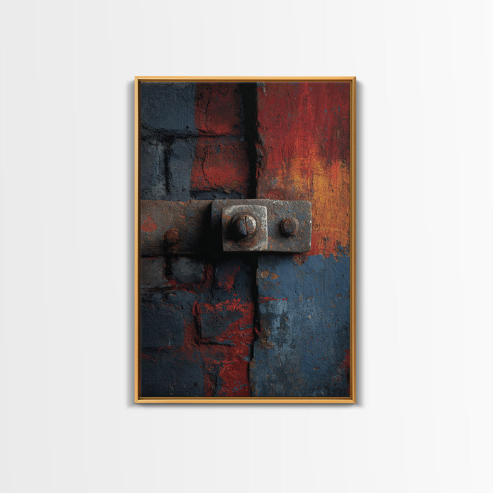 Exposed Brick Texture Abstract Framed Canvas Print, Industrial Art, Wall Art, Living Room Decor, Abstract Art, Foundry, IND-2x3-84