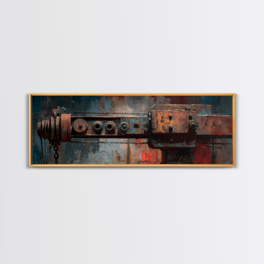 Warehouse Crane Silhouette Canvas Print, Industrial Art, Abstract Wall Art, Living Room Decor, Foundry, Black and White Art, IND-3x1-71