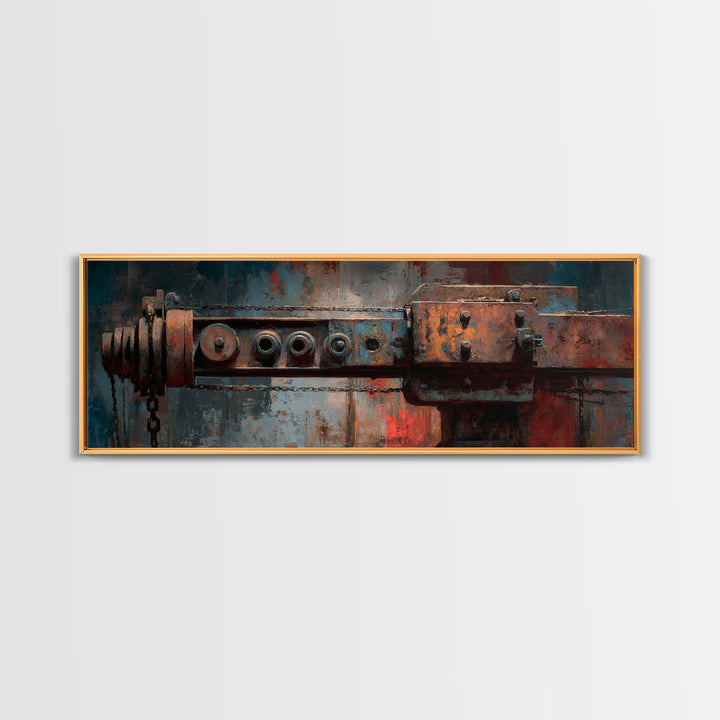 Warehouse Crane Silhouette Canvas Print, Industrial Art, Abstract Wall Art, Living Room Decor, Foundry, Black and White Art, IND-3x1-71