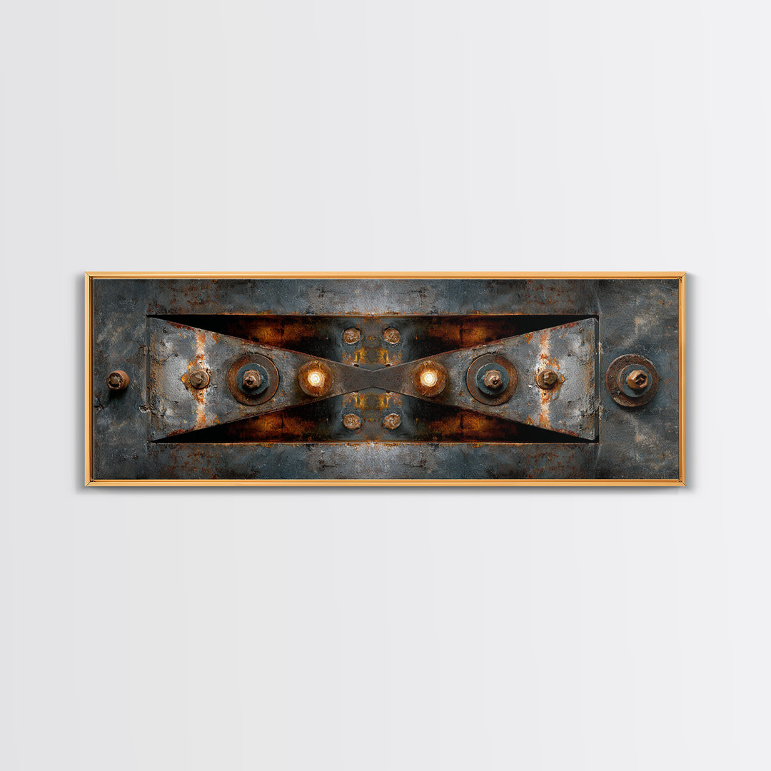 Steel Beams Crossing Like Abstract Lines Framed Canvas Print, Industrial Art, Living Room Art, Living Room Decor, Foundry, IND-3x1-9