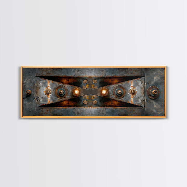 Steel Beams Crossing Like Abstract Lines Framed Canvas Print, Industrial Art, Living Room Art, Living Room Decor, Foundry, IND-3x1-9