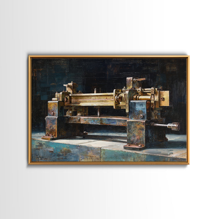 Brass Gauge and Machinery Still Life Canvas Print, Industrial Art, Neutral Decor, Living Room Decor, Fine Art, Foundry, IND-3x2-17
