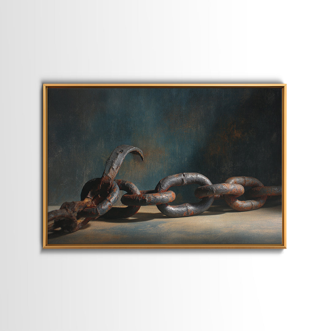 Chain and Hook Still Life Framed Canvas Print, Industrial Art, Fine Art Print, Living Room Decor, Fine Art, Foundry, Wall Decor, IND-3x2-20