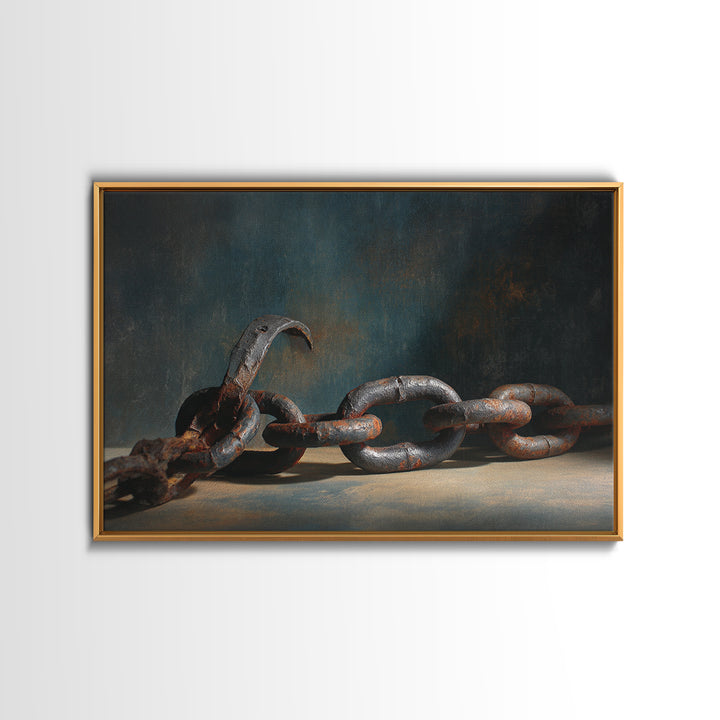 Chain and Hook Still Life Framed Canvas Print, Industrial Art, Fine Art Print, Living Room Decor, Fine Art, Foundry, Wall Decor, IND-3x2-20