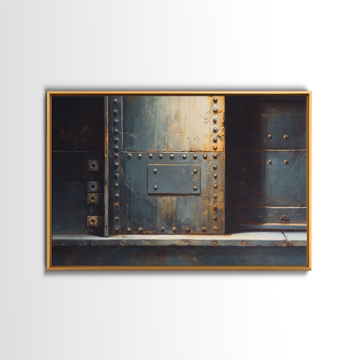 Riveted Metal Panel Texture Study Canvas Print, Industrial Art, Dining Room Wall Art, Living Room Decor, Watercolor Art, IND-3x2-26