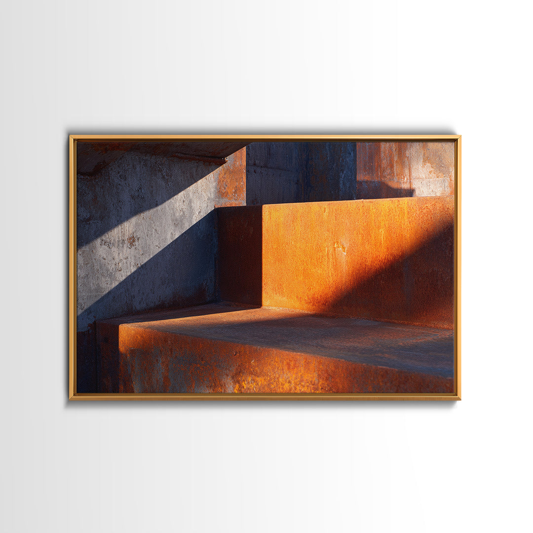 Abstract Smoke and Steel Shapes Framed Canvas Print, Industrial Art, Texas Art, Living Room Decor, Abstract Art, Foundry, IND-3x2-28