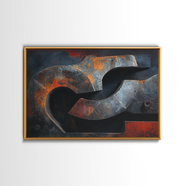 Abstract Smoke and Steel Shapes Canvas Print, Industrial Art, Boho Decor, Living Room Decor, Fine Art, Foundry, Digital Prints, IND-3x2-52