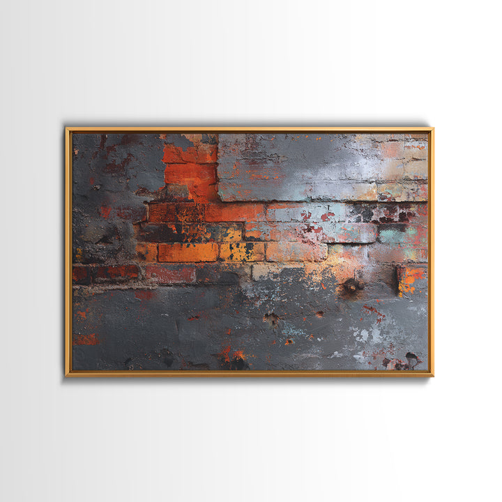Exposed Brick Texture Abstract Canvas Print, Industrial Art, Digital Prints, Living Room Decor, Abstract Art, Foundry, IND-3x2-56