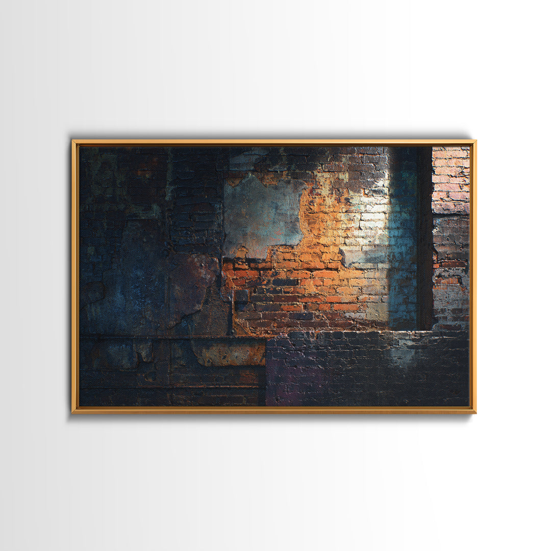 Exposed Brick Texture Abstract Framed Canvas Print, Industrial Art, Wall Hanging, Living Room Decor, Abstract Art, Foundry, IND-3x2-80