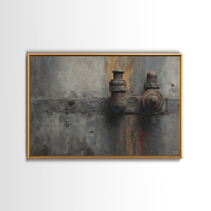 Concrete Wall Abstract Framed Canvas Print, Industrial Art, Wall Art, Living Room Decor, Abstract Art, Foundry, Original Art, IND-3x2-85