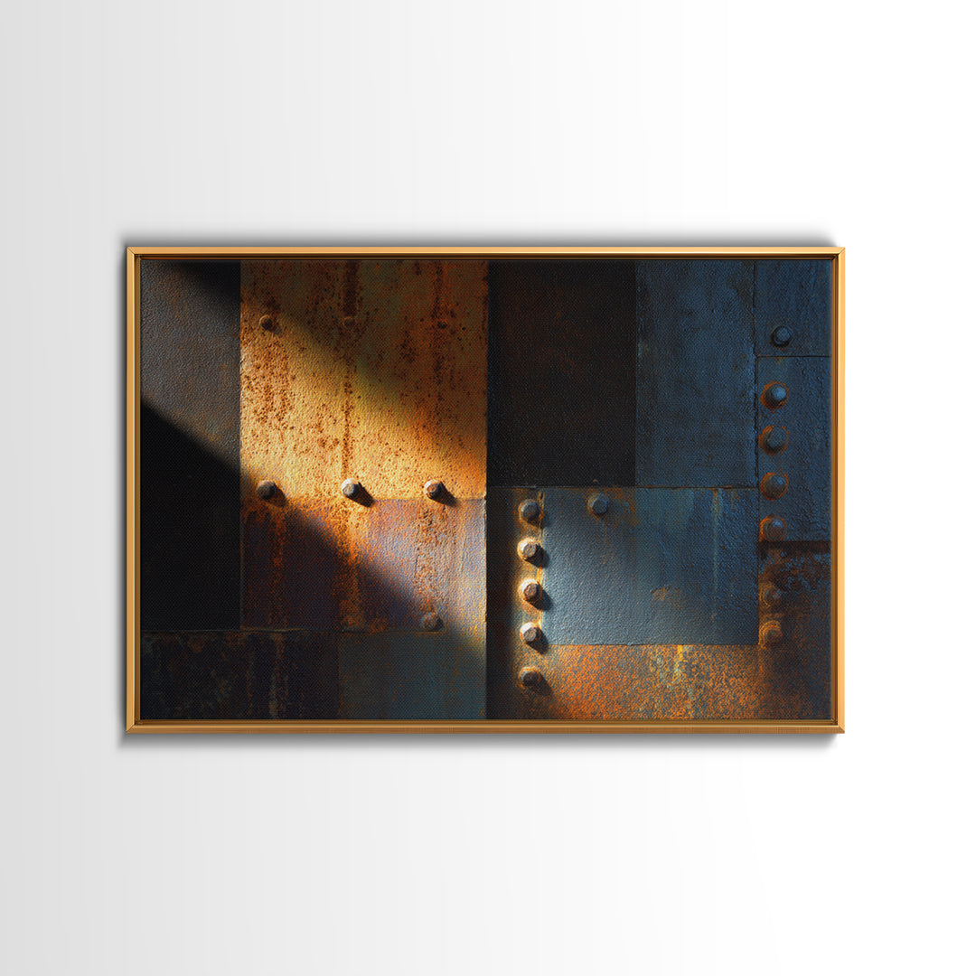 Riveted Metal Panel Texture Study Canvas Print, Industrial Art, Modern Decor, Living Room Decor, Fine Art, Foundry, Wall Decor, IND-3x2-98