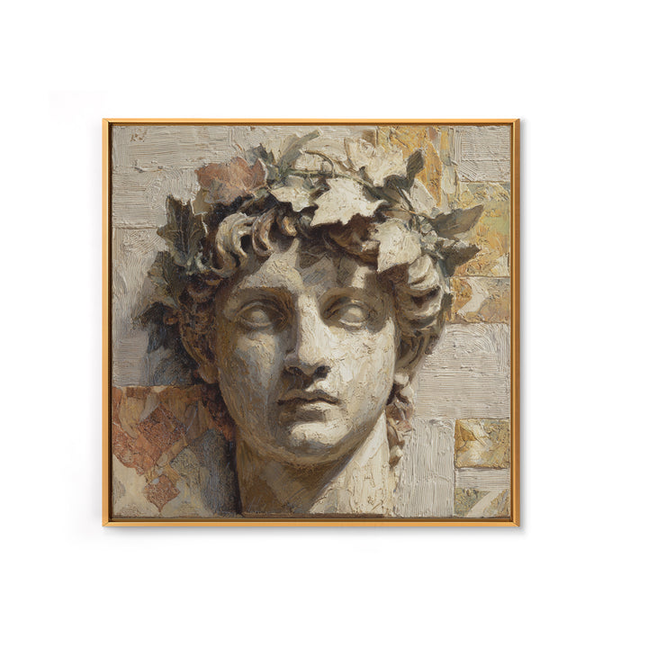 Classic Roman Statue Bust Framed Canvas Print, Italian Villa Art, Oil Painting, Living Room Decor, Villa, Farmhouse Wall Art, IVA-1x1-12