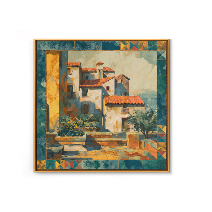 Amalfi Coast Cliffs Canvas Print, Italian Villa Art, Coastal Wall Art, Living Room Decor, Watercolor Art, Villa, IVA-1x1-13