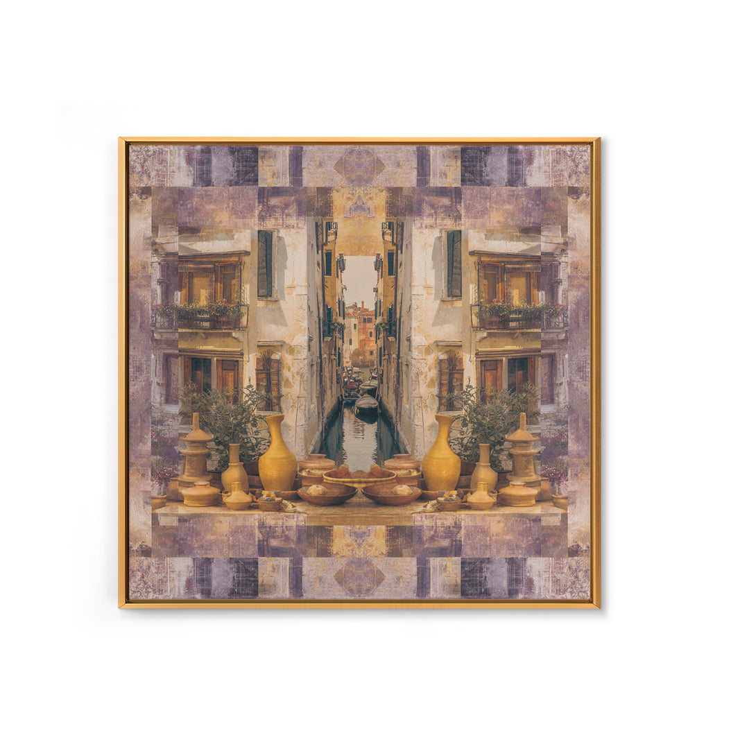 Venetian Canal Reflection Without City Crowd Canvas Print, Italian Villa Art, Large Wall Art, Living Room Decor, Villa, IVA-1x1-20