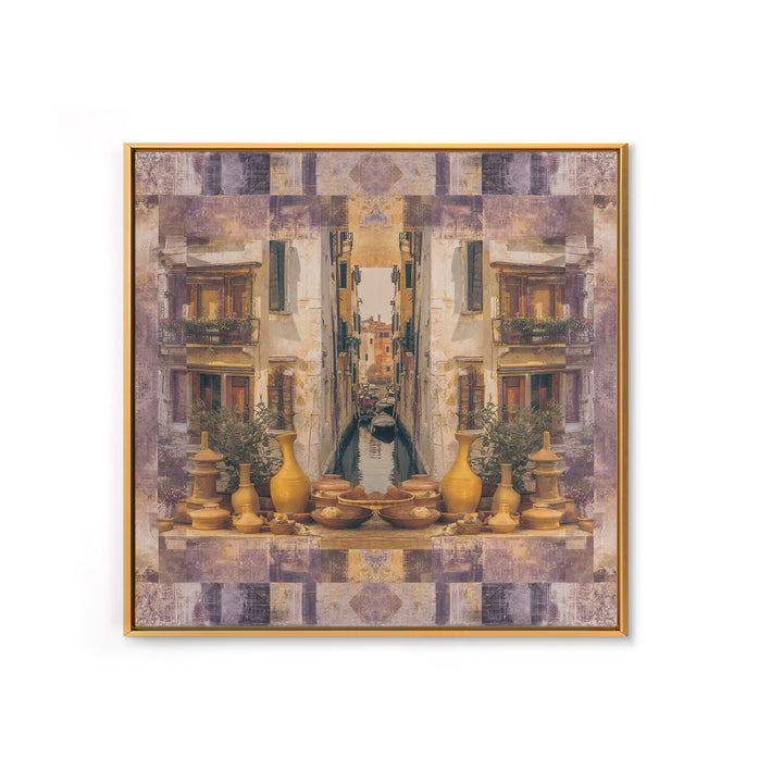 Venetian Canal Reflection Without City Crowd Canvas Print, Italian Villa Art, Large Wall Art, Living Room Decor, Villa, IVA-1x1-20