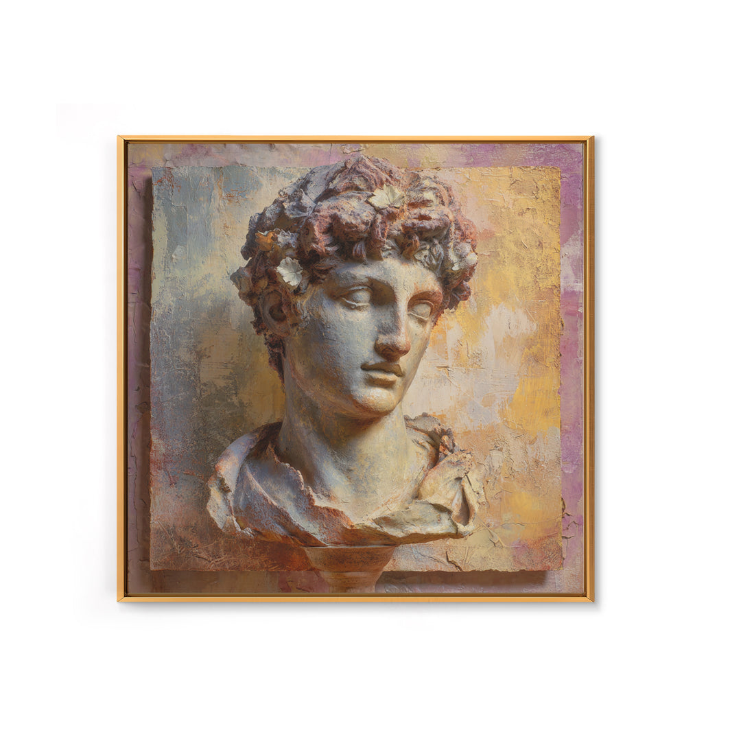 Classic Roman Statue Bust Canvas Print, Italian Villa Art, Living Room Decor, Watercolor Art, Villa, Living Room Art, IVA-1x1-36