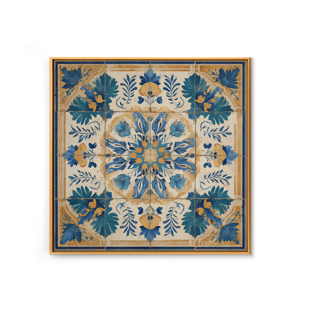 Italian Tile Pattern Framed Canvas Print, Italian Villa Art, Digital Download Art, Living Room Decor, Fine Art, Villa, IVA-1x1-41