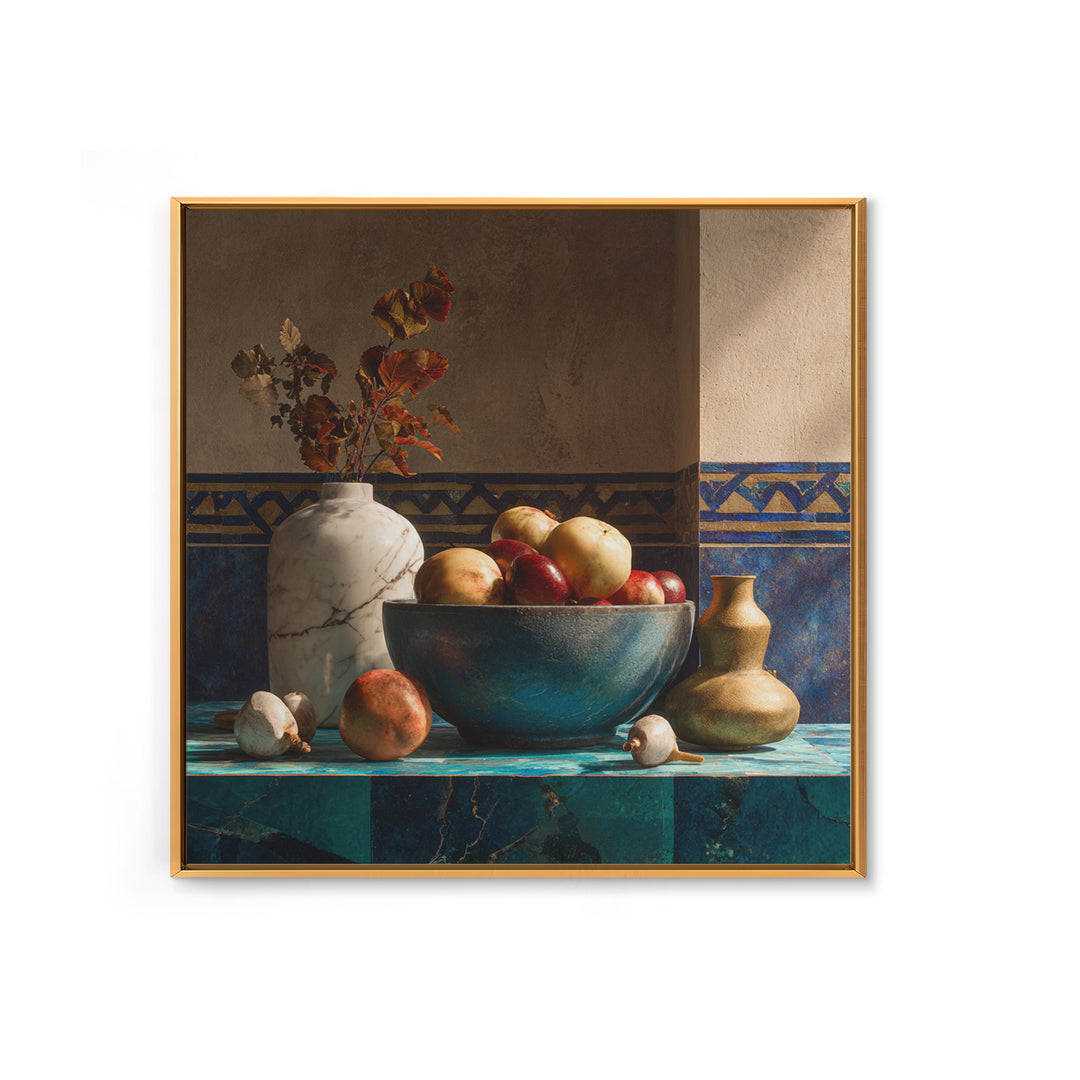 Marble Fruit Still Life Framed Canvas Print, Italian Villa Art, Bedroom Wall Art, Living Room Decor, Fine Art, Villa, IVA-1x1-47