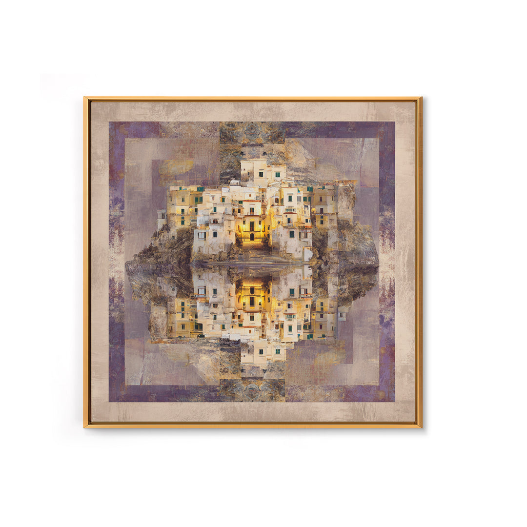 Amalfi Coast Cliffs Framed Canvas Print, Italian Villa Art, Colorful Wall Art, Living Room Decor, Oil Painting, Villa, IVA-1x1-61