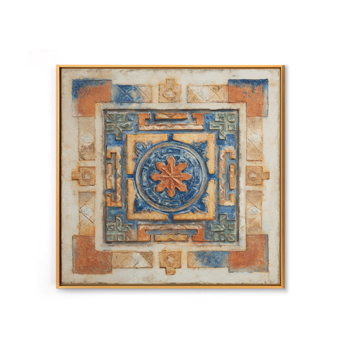 Italian Tile Pattern Framed Canvas Print, Italian Villa Art, Digital Download Art, Living Room Decor, Fine Art, Villa, IVA-1x1-65