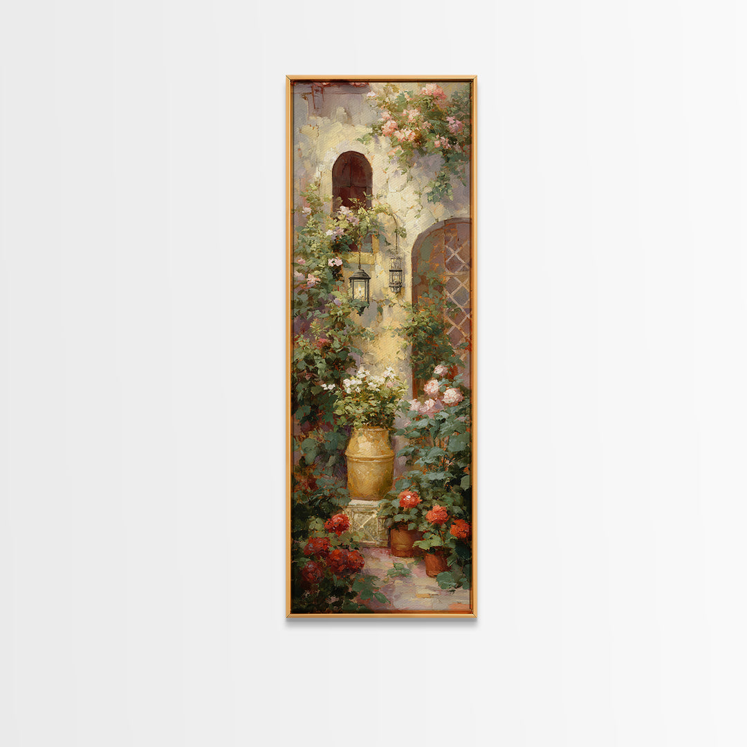 Italian Villa Garden Urn Canvas Print, Italian Villa Art, Landscape Art, Living Room Decor, Oil Painting, Villa, IVA-1x3-18