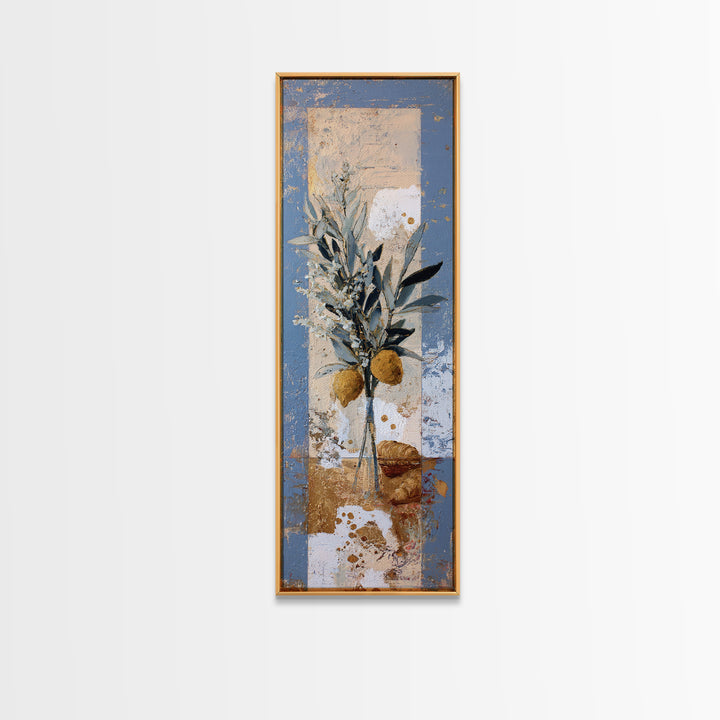 Mediterranean Arch Framing Blue Sea Framed Canvas Print, Italian Villa Art, Gallery Wall Set, Living Room Decor, Villa, IVA-1x3-20