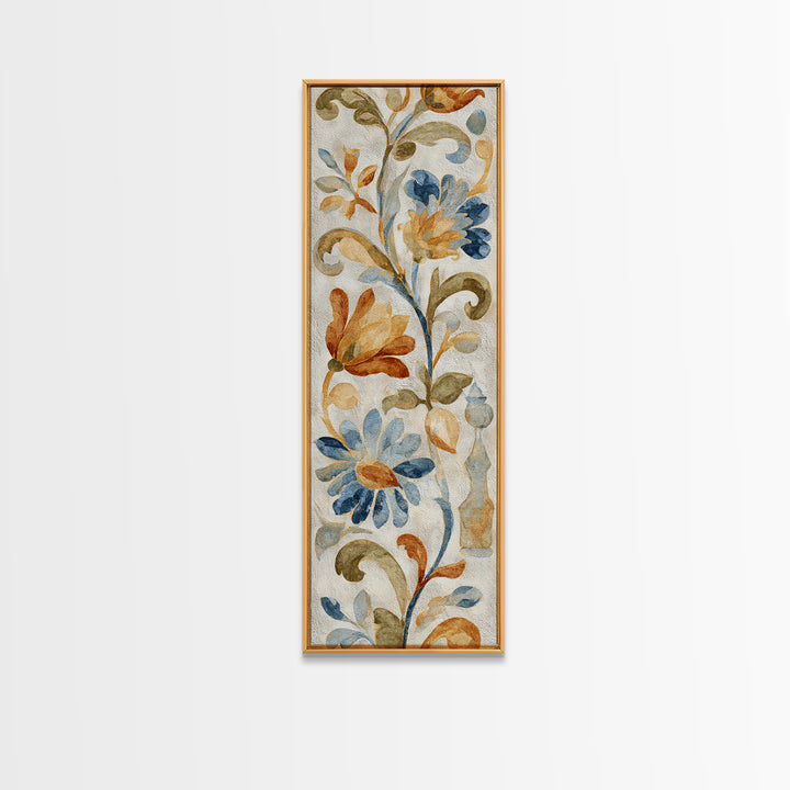 Florentine Floral Ornament Pattern Canvas Print, Italian Villa Art, Coastal Wall Art, Living Room Decor, Oil Painting, Villa, IVA-1x3-22