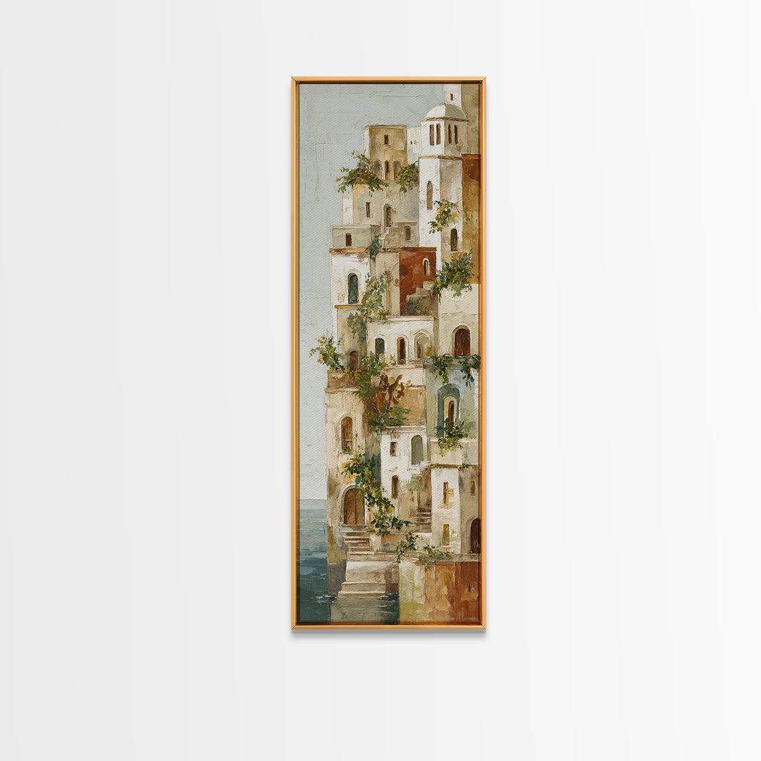 Amalfi Coast Cliffs Canvas Print, Italian Villa Art, Fine Art Print, Living Room Decor, Fine Art, Villa, Original Painting, IVA-1x3-25